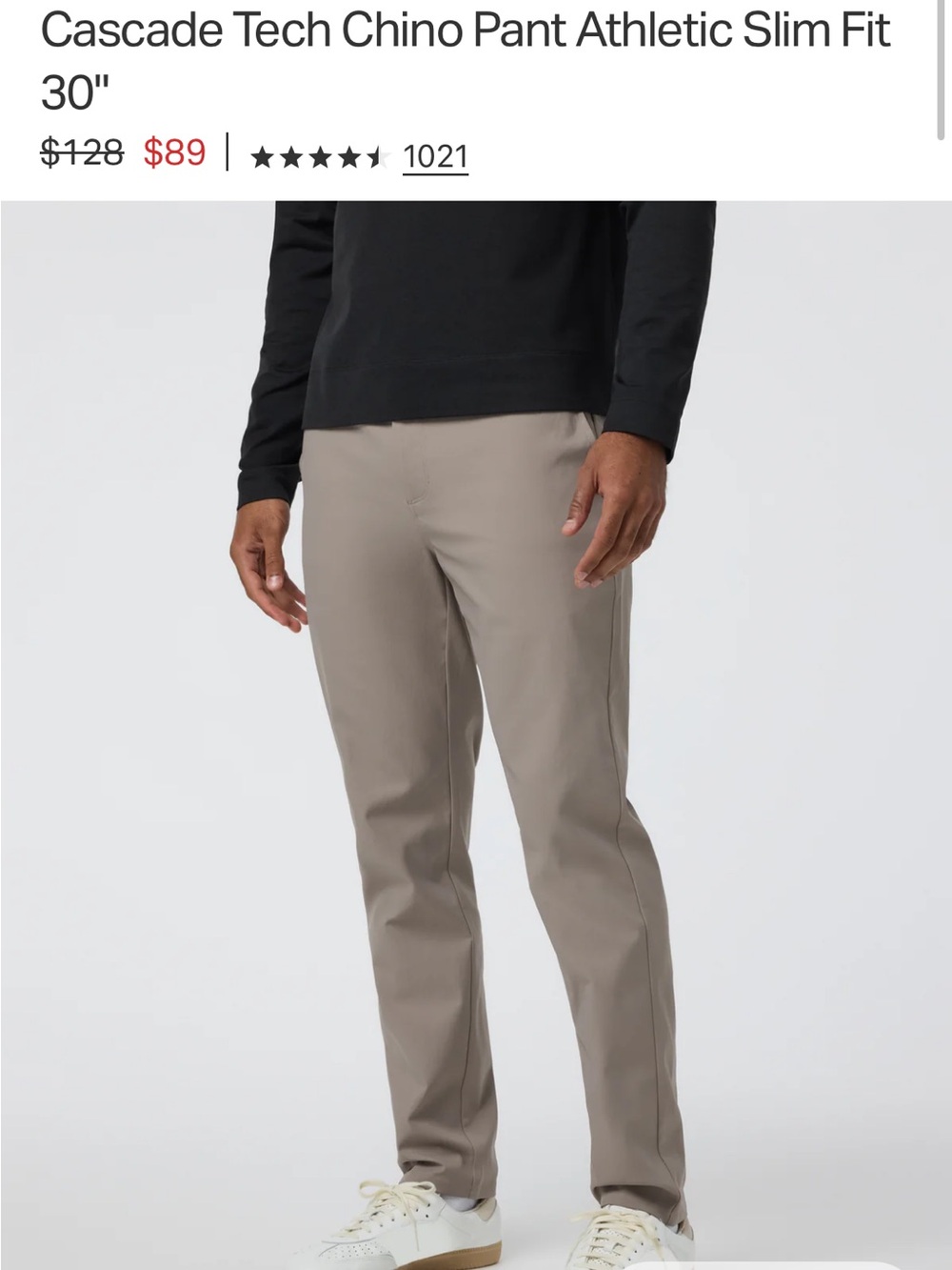 Vuori Cascade Tech Chino NWOT size 33